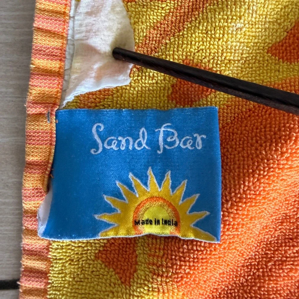 Sand Bar Orange Yellow Sunburst Cotton Beach Towel 30x56 Summer Celestial Sun